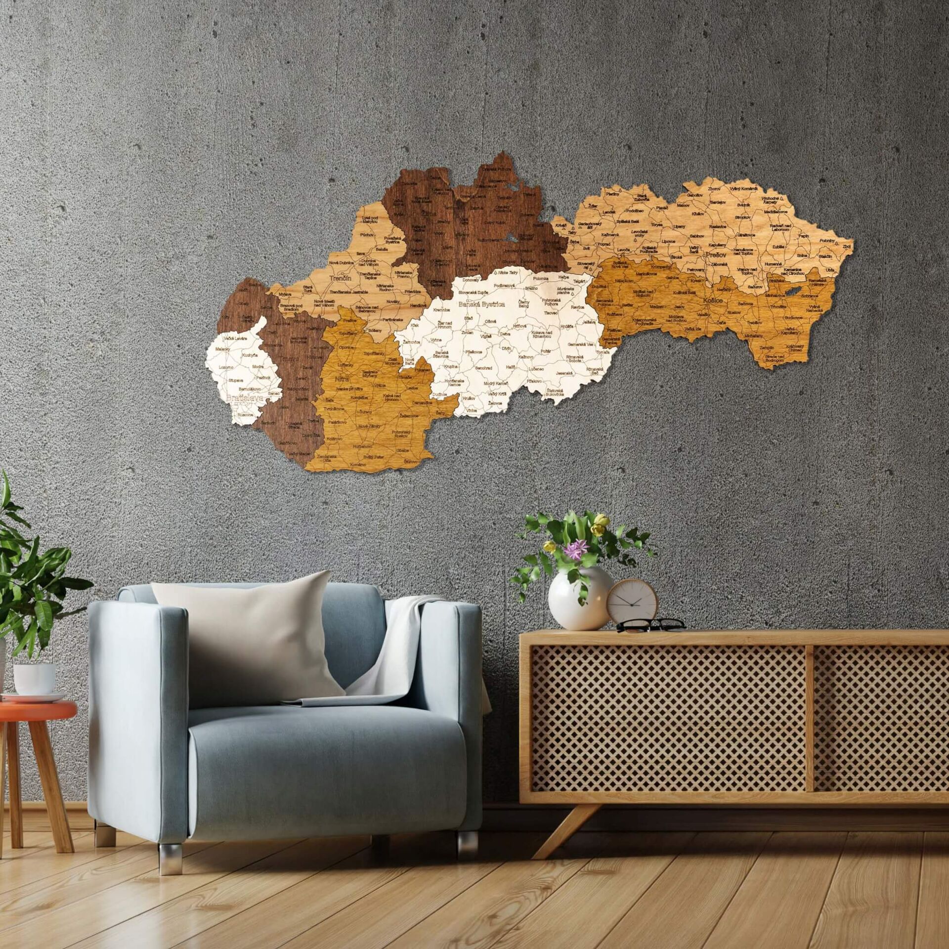 Wooden Map of Slovakia