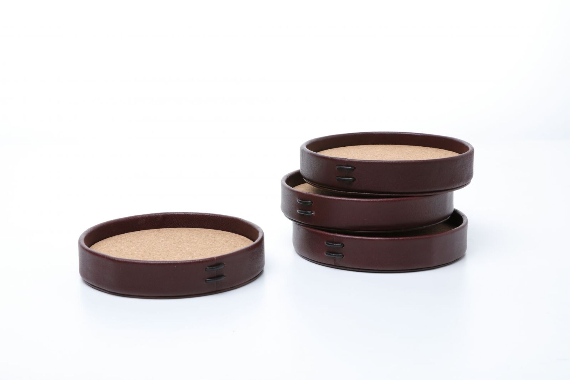 LIITON Set of 4 Whiskey Leather Coasters